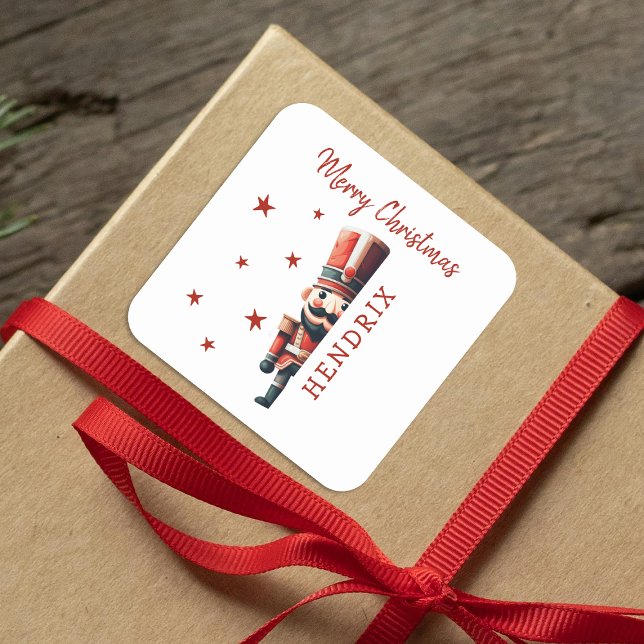 Pegatina Cuadrada Niños Navidades de Nutcracker Personalizados (Subido por el creador)