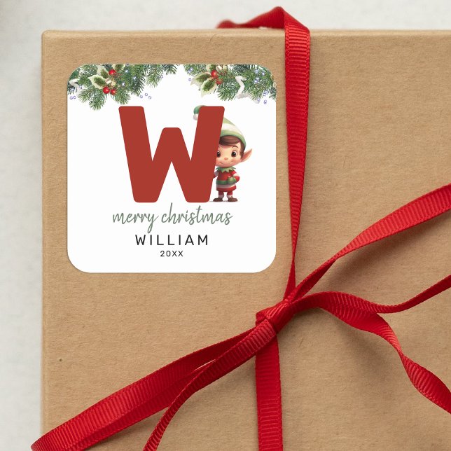 Pegatina Cuadrada Niños Navidades iniciales de W (Subido por el creador)