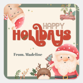 Pegatina Cuadrada Niños navidades pequeños Invitación de fiesta de v