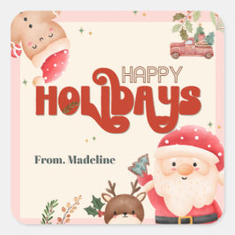 Pegatina Cuadrada Niños navidades pequeños Invitación de fiesta de v