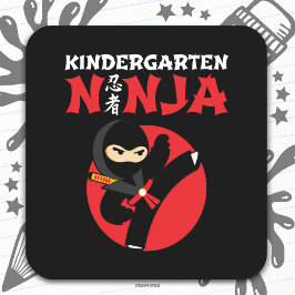 Pegatina Cuadrada Niños Ninja Kick El Primer Día De Vuelta A La Escu