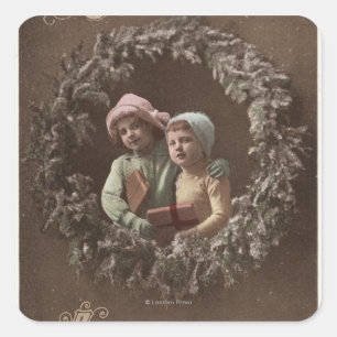 Pegatina Cuadrada Niños pequeños en armería