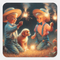 Niños pequeños jugando con fuegos artificiales el 