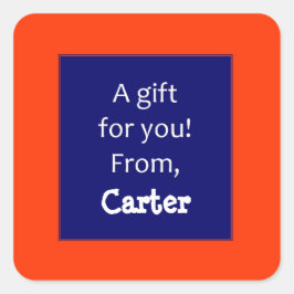 Pegatina Cuadrada Niños Personalizados De La Armada Y Rojo Dan Pegat