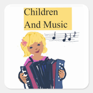 Pegatina Cuadrada Niños y música
