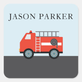 Pegatina Cuadrada Niños y Pegatinas de camiones de bomberos