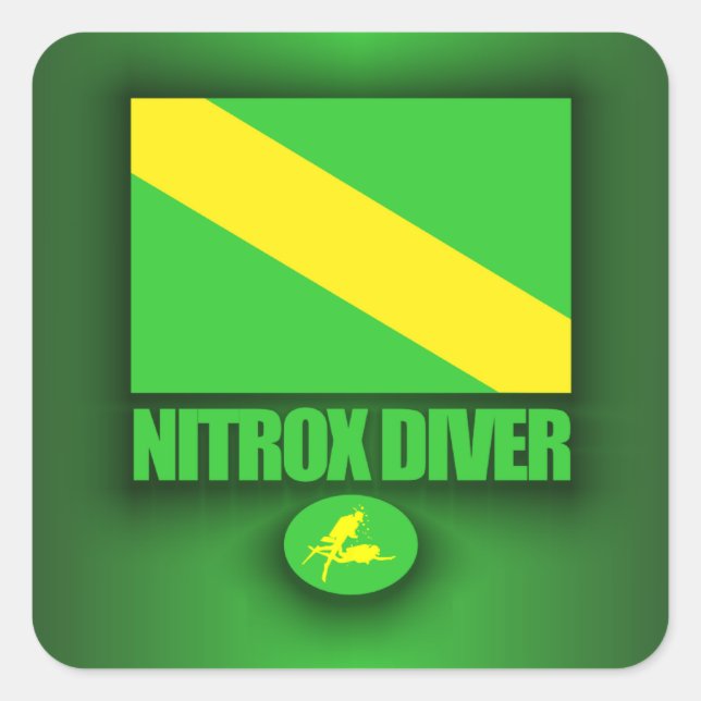 Pegatina Cuadrada Nitrox Diver (Anverso)