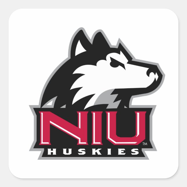 Pegatina Cuadrada NIU Huskies Wordmark (Anverso)