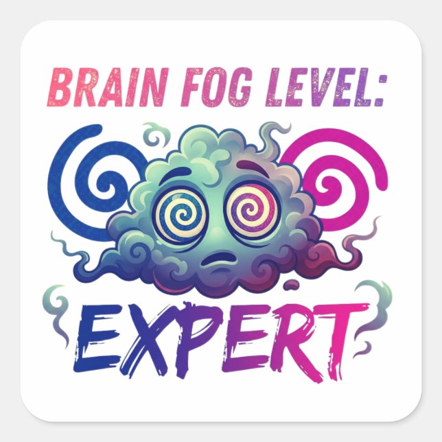 Pegatina Cuadrada Nivel de Niebla Mental: Experto (Anverso)