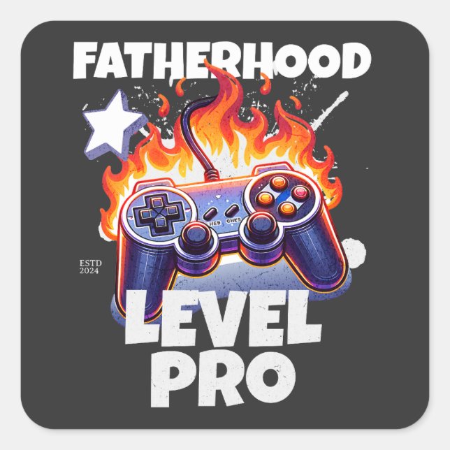 Pegatina Cuadrada Nivel de paternidad para juegos (Anverso)