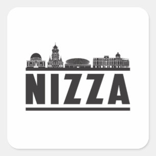 Pegatina Cuadrada Nizza City Skyline Cityscape Viaje Gracioso Regalo