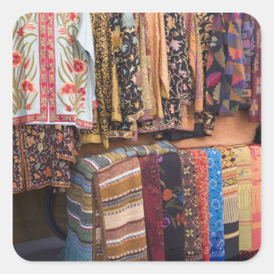 Pegatina Cuadrada NM, Nuevo México, Santa Fe, Ropa Navajo,