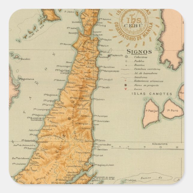 Pegatina Cuadrada No 22 Cebú (Anverso)