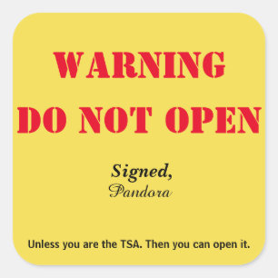 Pegatina Cuadrada "No abra" el equipaje