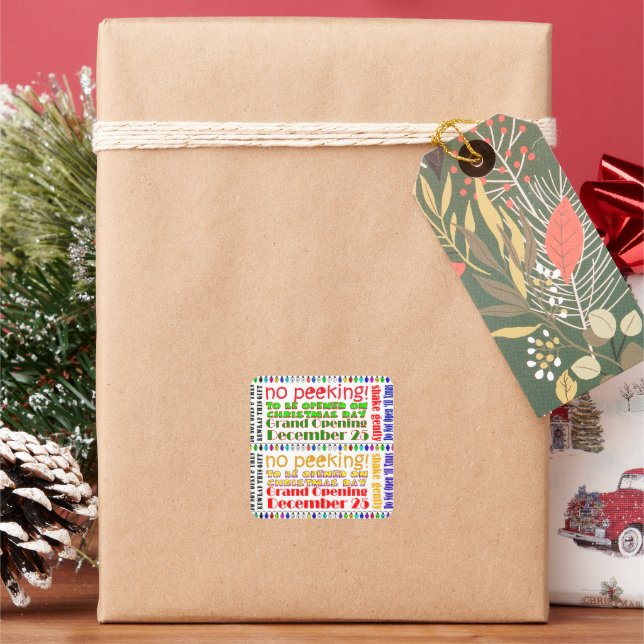 PEGATINA CUADRADA ¡NO ABRIR HASTA NAVIDADES! (Vacaciones)