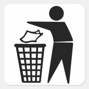 Pegatina Cuadrada No deje en desorden el símbolo