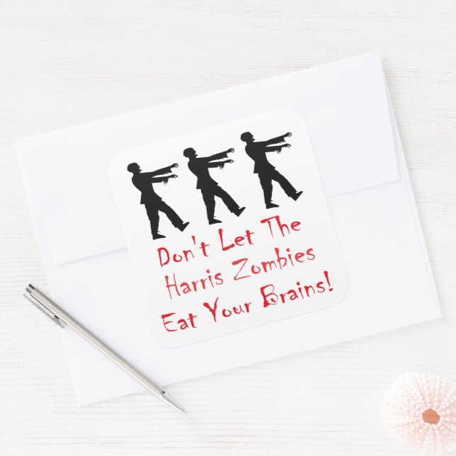 Pegatina Cuadrada ¡No dejes que los zombies de Obama se coman el cer (Sobre)