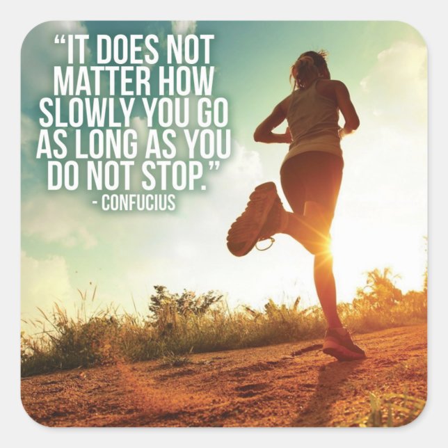 Pegatina Cuadrada NO DETENGAS. Motivación de entrenamiento de marató (Anverso)