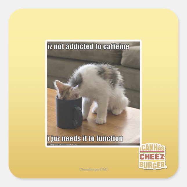 Pegatina Cuadrada No es adicto a la cafeína (Anverso)