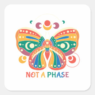 Pegatina Cuadrada No es una fase - Orgullo mariposa colorido LGBTQ