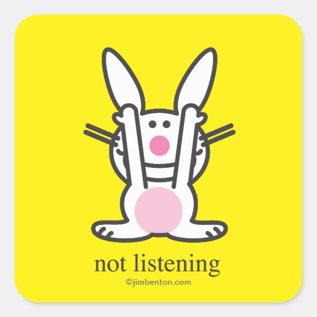 Pegatina Cuadrada No escuchando (Anverso)