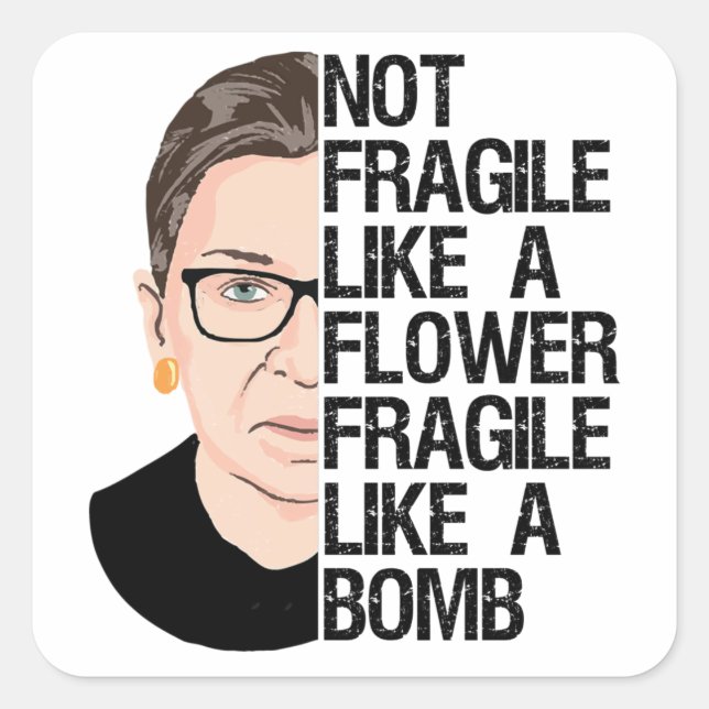Pegatina Cuadrada No frágil como flor frágil como bomba (Anverso)