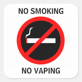 PEGATINA CUADRADA NO FUMAR NI RÓTULO DE VAPOR