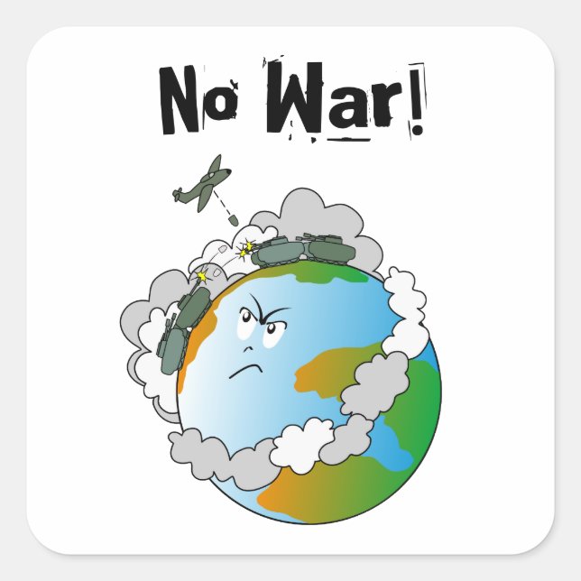 Pegatina Cuadrada ¡No hay guerra! (Anverso)
