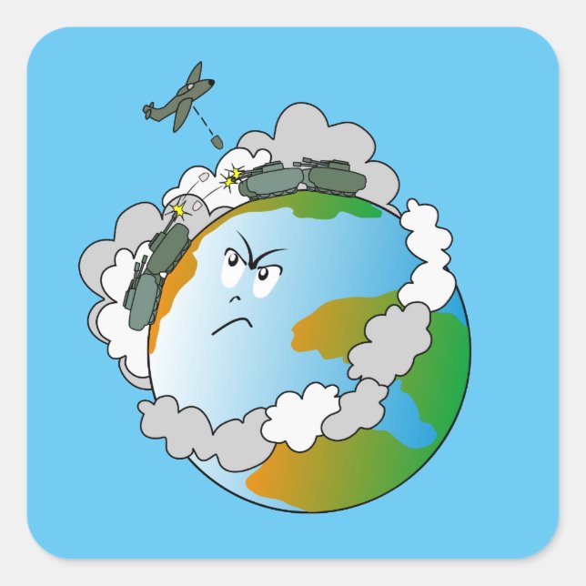 Pegatina Cuadrada ¡No hay guerra! (Anverso)