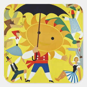 Pegatina Cuadrada No hay lluvia en Portugal, pero el turismo llega