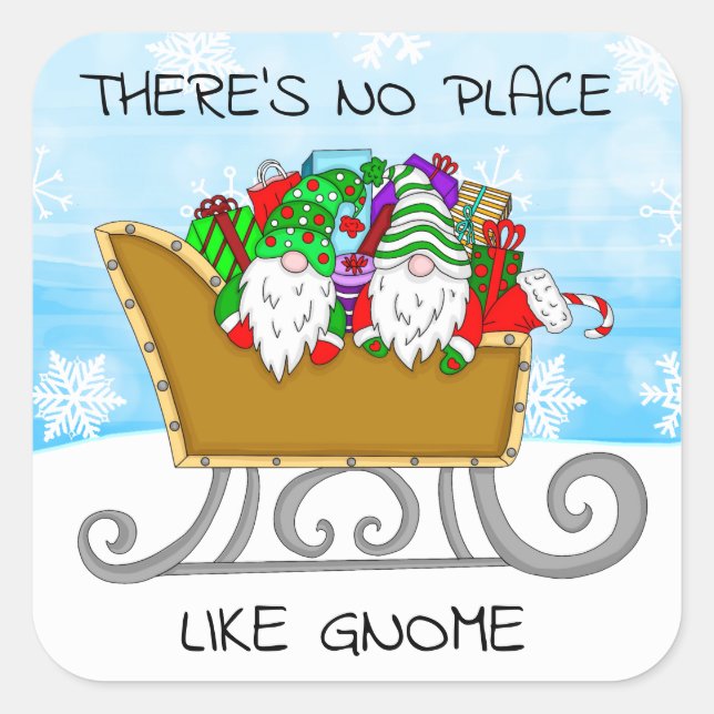 Pegatina Cuadrada No hay lugar como Gnome, Navidades Square S (Anverso)