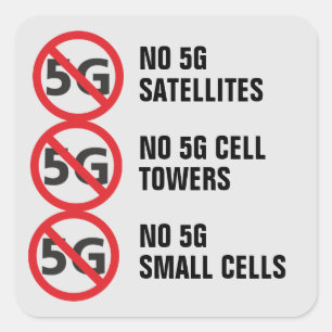 Pegatina Cuadrada No hay satélites 5G, torres de células o células p