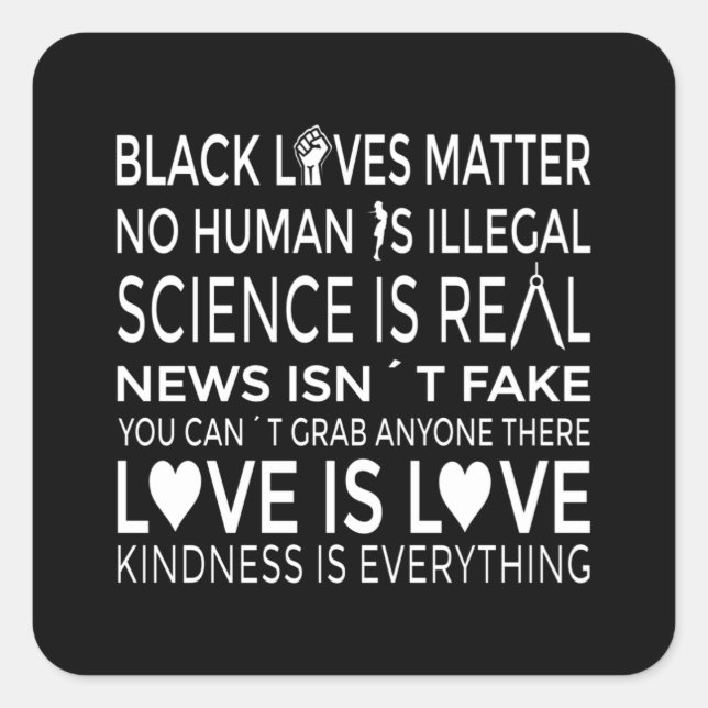 Pegatina Cuadrada No Human is Illegal Science is Real (Anverso)