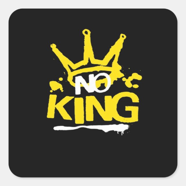 Pegatina Cuadrada No King Minimal Limpio (Anverso)