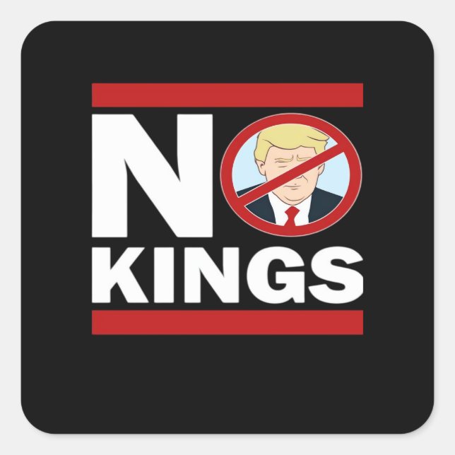 Pegatina Cuadrada No Kings Anti Classic Minimal Limpio (Anverso)