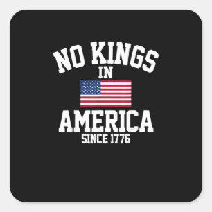 Pegatina Cuadrada No Kings In America bandera de EE. UU. estilo retr