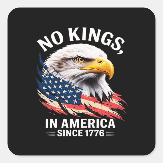 Pegatina Cuadrada No Kings In America Classic Retro Graphic Design (Anverso)