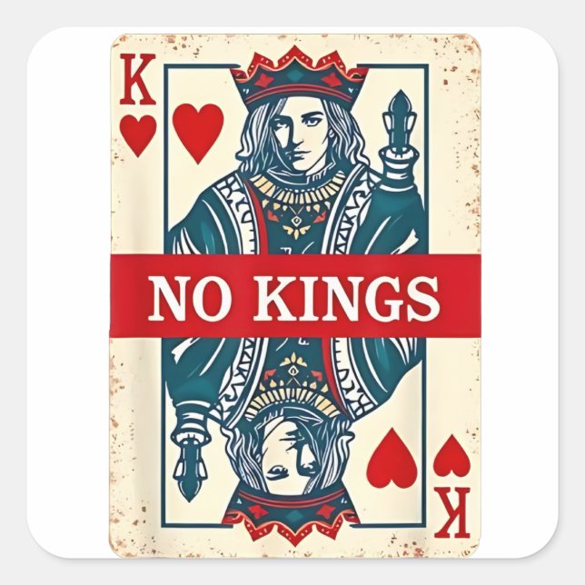 Pegatina Cuadrada No Kings in America Democracy Protest  (Anverso)