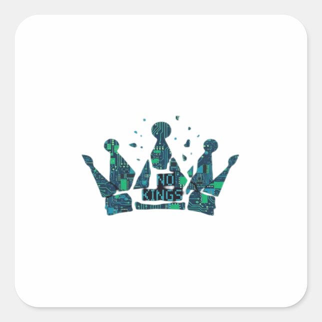 Pegatina Cuadrada No Kings In America Freedom Aesthetic (Anverso)