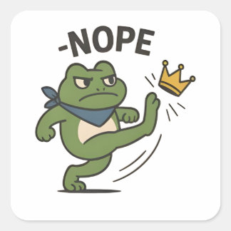 Pegatina Cuadrada No Kings in America Frog No Kings Democracy