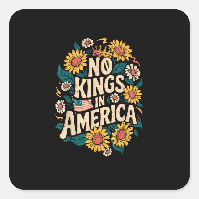 Pegatina Cuadrada No Kings In America We The People Political (Anverso)