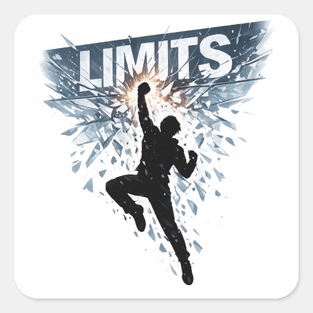 Pegatina Cuadrada No Limits Motivation Design  (Anverso)