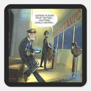 Pegatina Cuadrada No mandar mensajes de texto y titanio gracioso