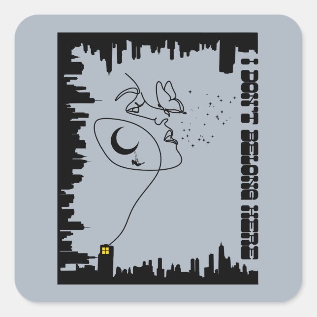 Pegatina Cuadrada No pertenezco aquí (Anverso)