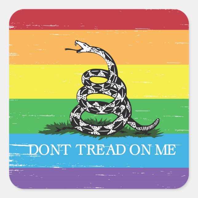 Pegatina Cuadrada No pise en mí el grunge del arco iris de la (Anverso)