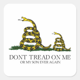 Pegatina Cuadrada No Pises a Mí ni a Mi Hijo Bandera Gadsden Meme