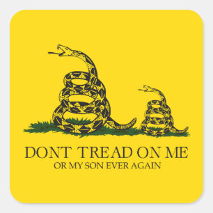 Pegatina Cuadrada No Pises a Mí ni a Mi Hijo Gadsden Bandera Meme