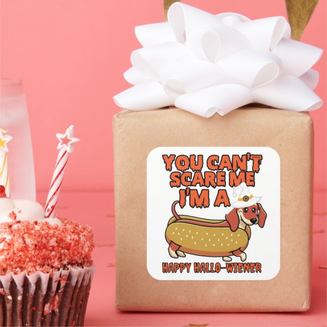 PEGATINA CUADRADA NO PUEDES ASUSTARME, SOY UN HALLOWIENER FELIZ (Fiesta)