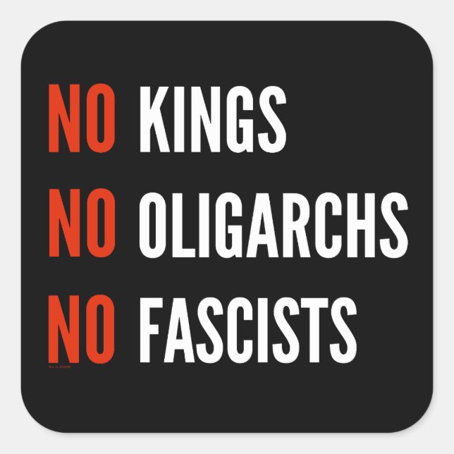 Pegatina Cuadrada No reyes oligarcas fascistas (Anverso)