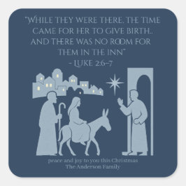 Pegatina Cuadrada No Room at the Inn Sticker – Nativity Scene